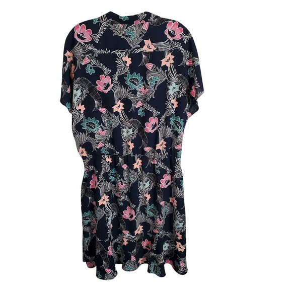 Banana Republic Size 12 Dress Ruffle Hem Floral Kimono Sleeve Country Cottage - Picture 3 of 9